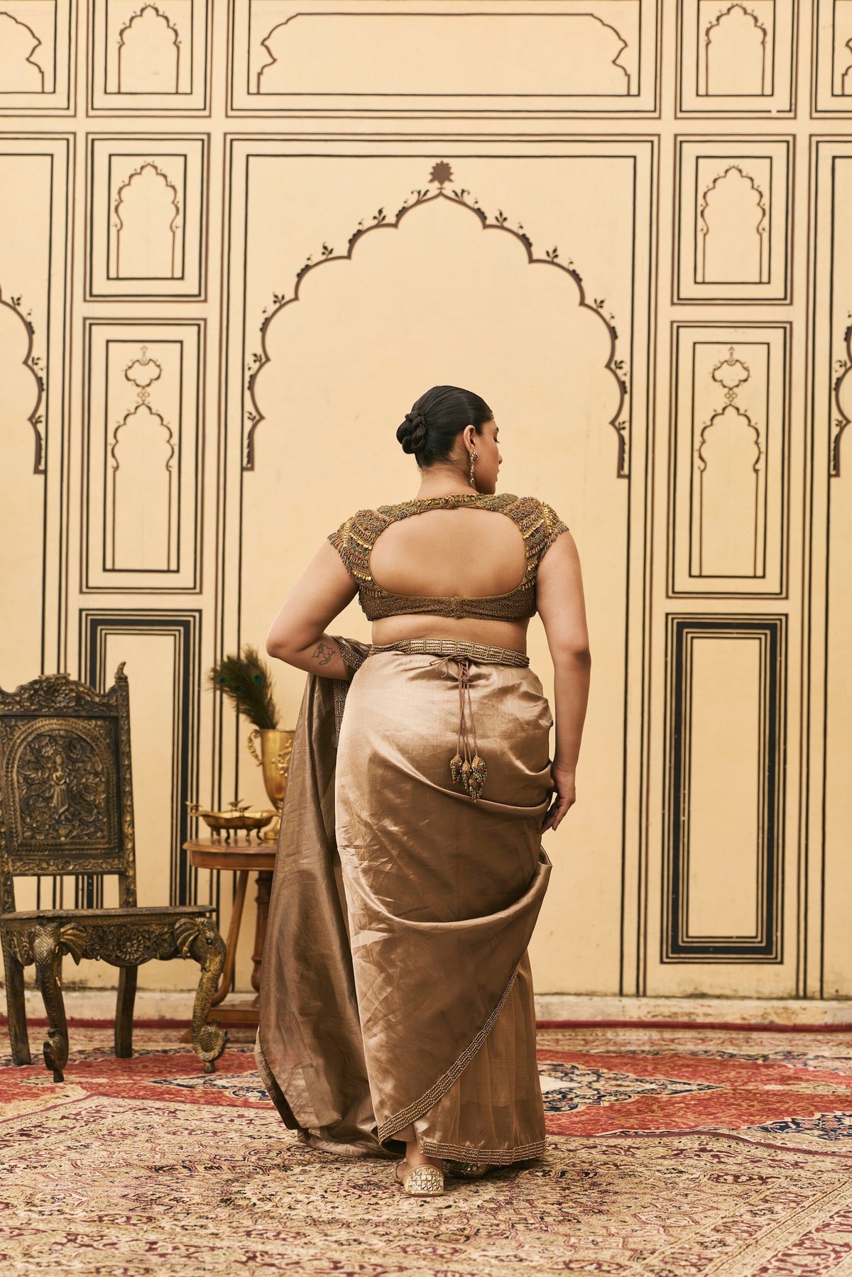 Bhoori Tissue Jadaau Saree Set by ITRH