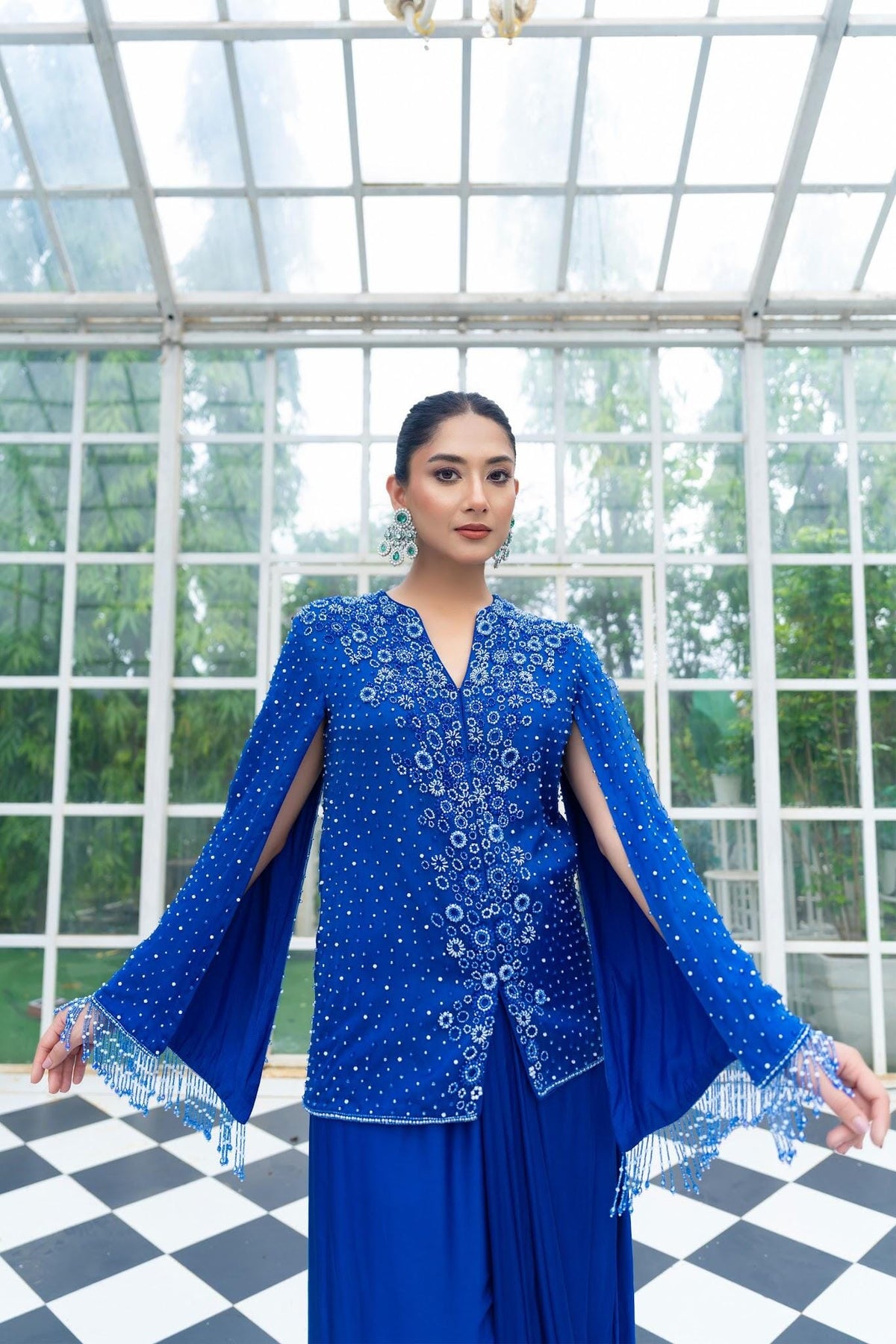CHANDIKA-Embroidered Blazer Skirt Set