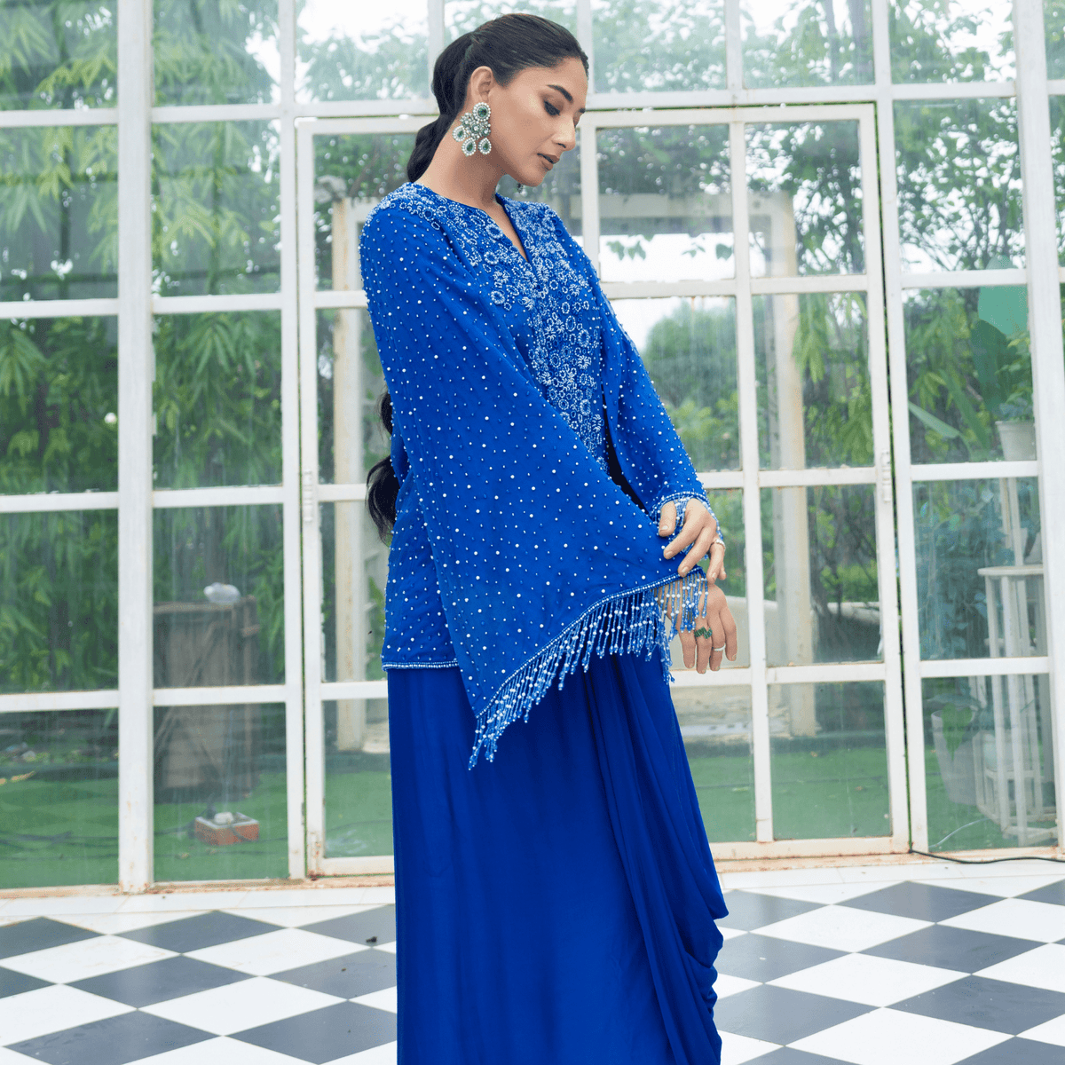 CHANDIKA-Embroidered Blazer Skirt Set — view 2
