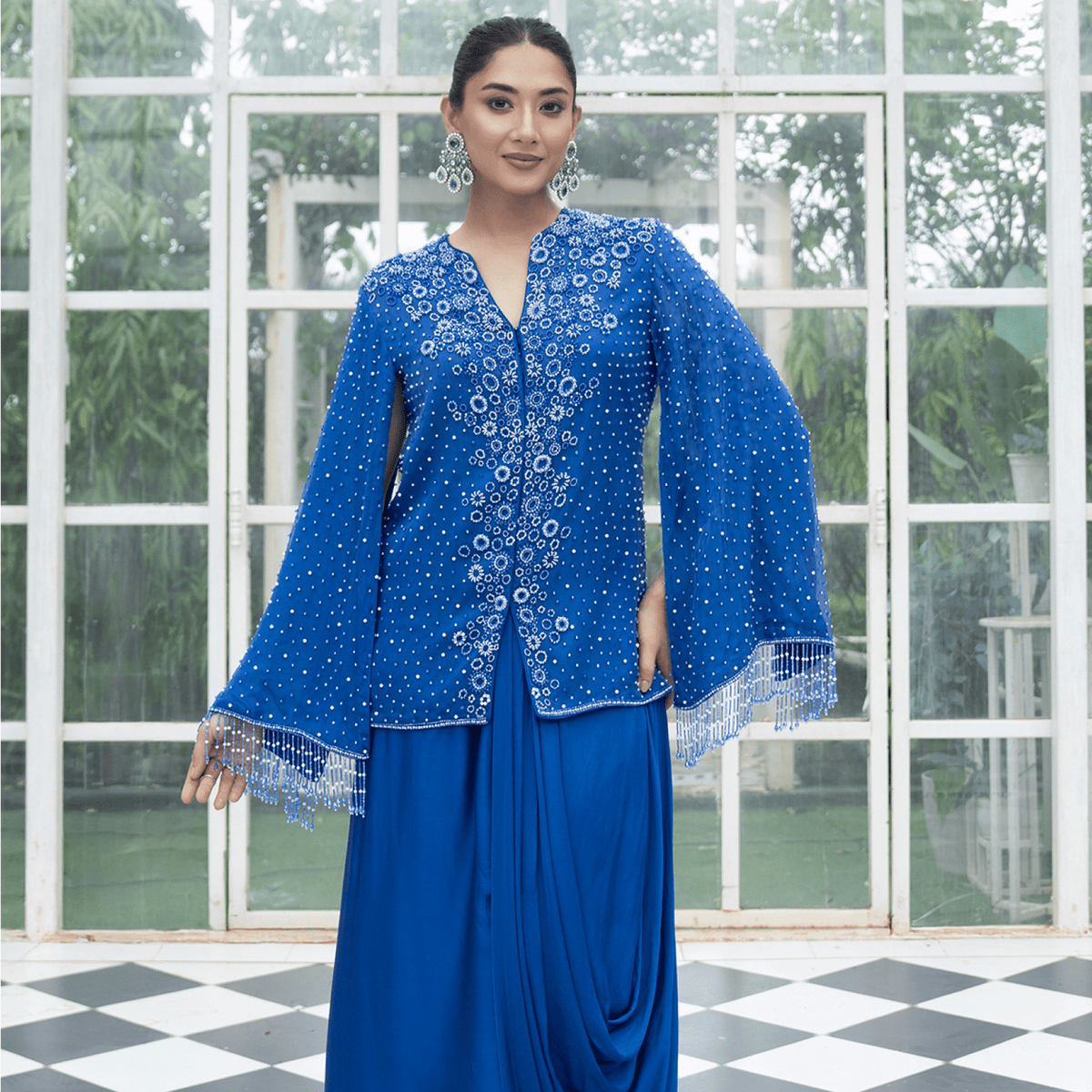 CHANDIKA-Embroidered Blazer Skirt Set — view 5