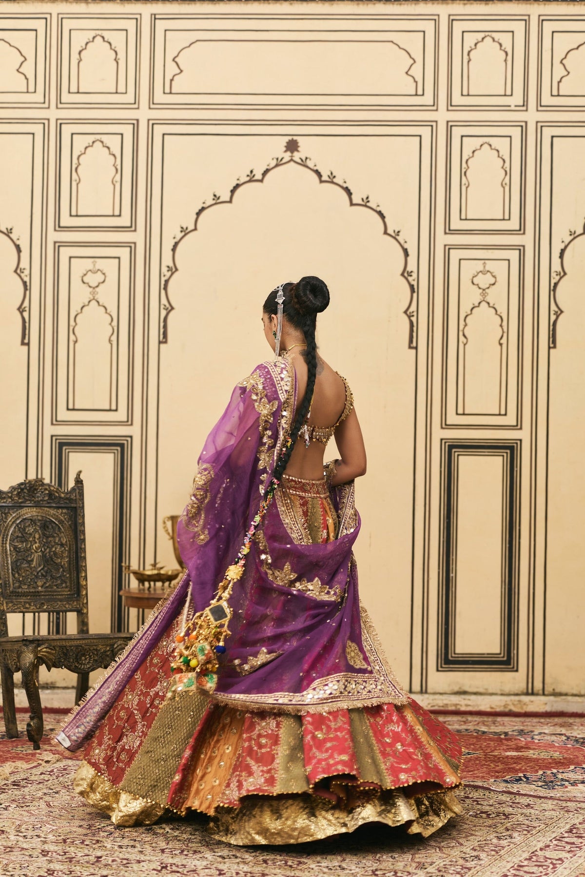 Chitrali Brocade Phulkari Lehenga Set by ITRH
