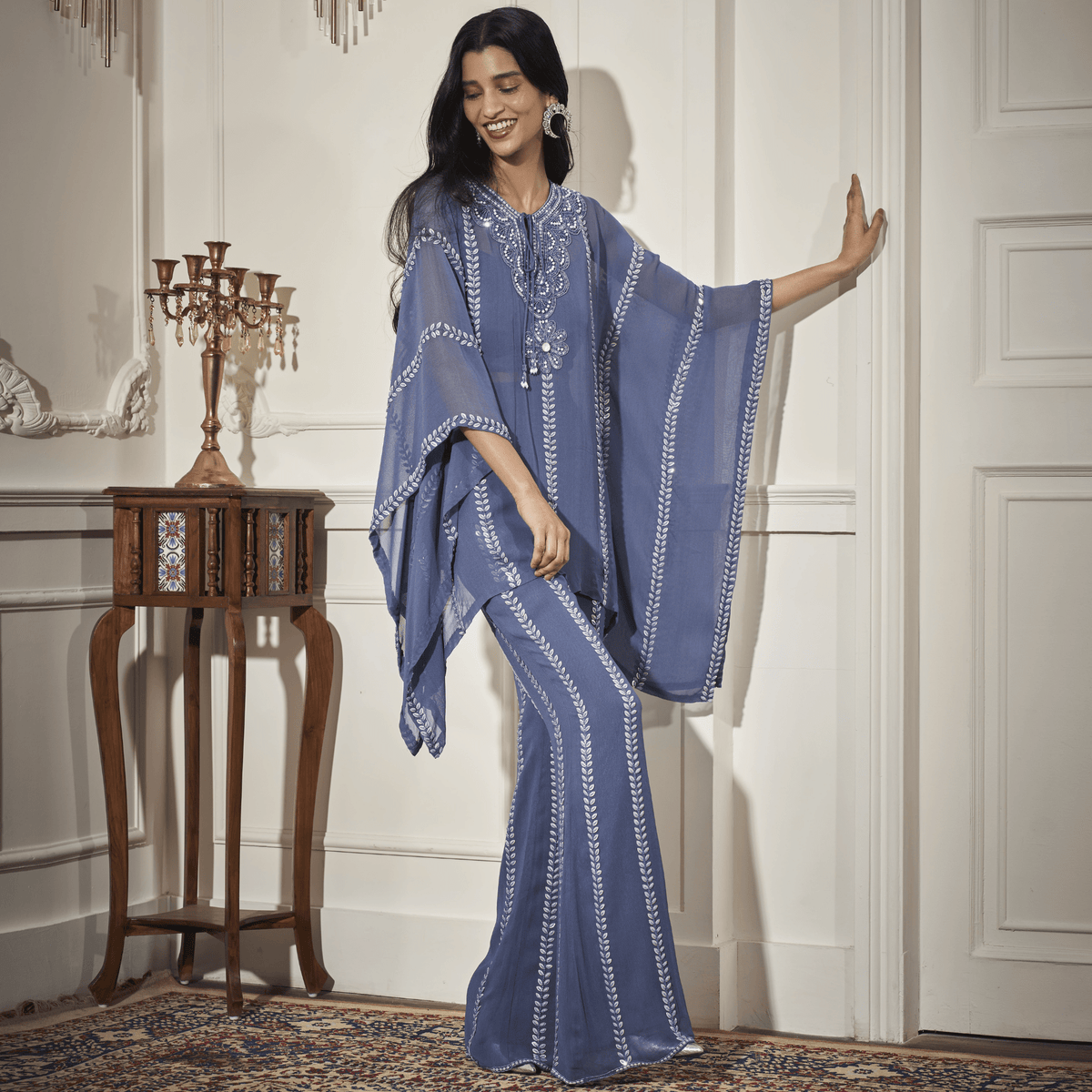 Embroidered Kaftan, inner, Flare Pants — view 1