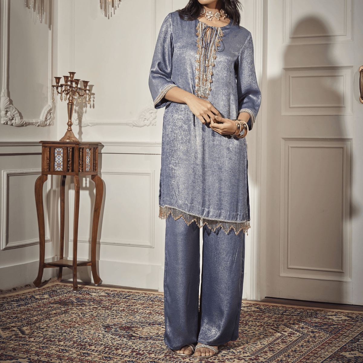 Festive Kurta, Straight Pants — view 3
