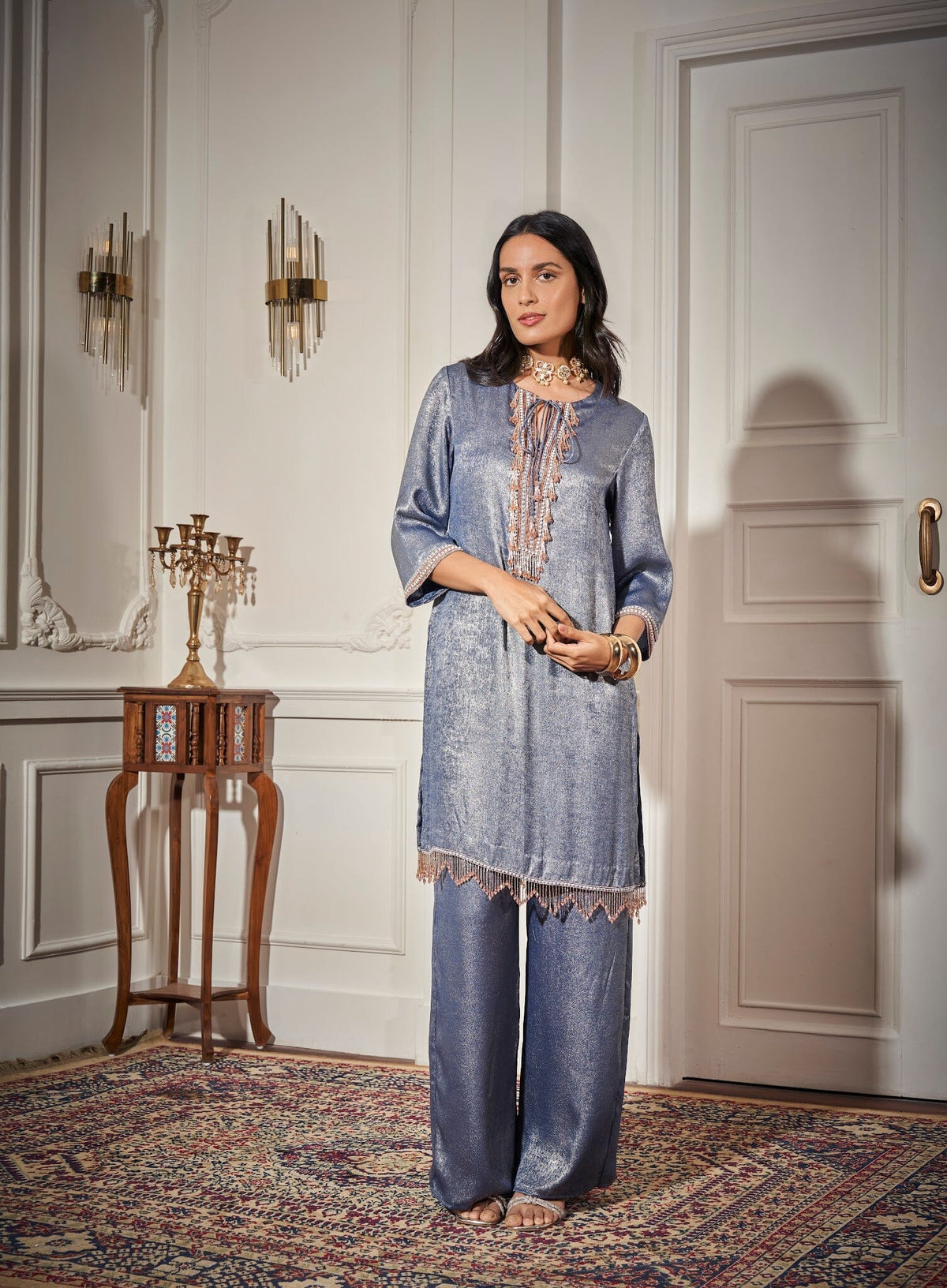 Festive Kurta, Straight Pants