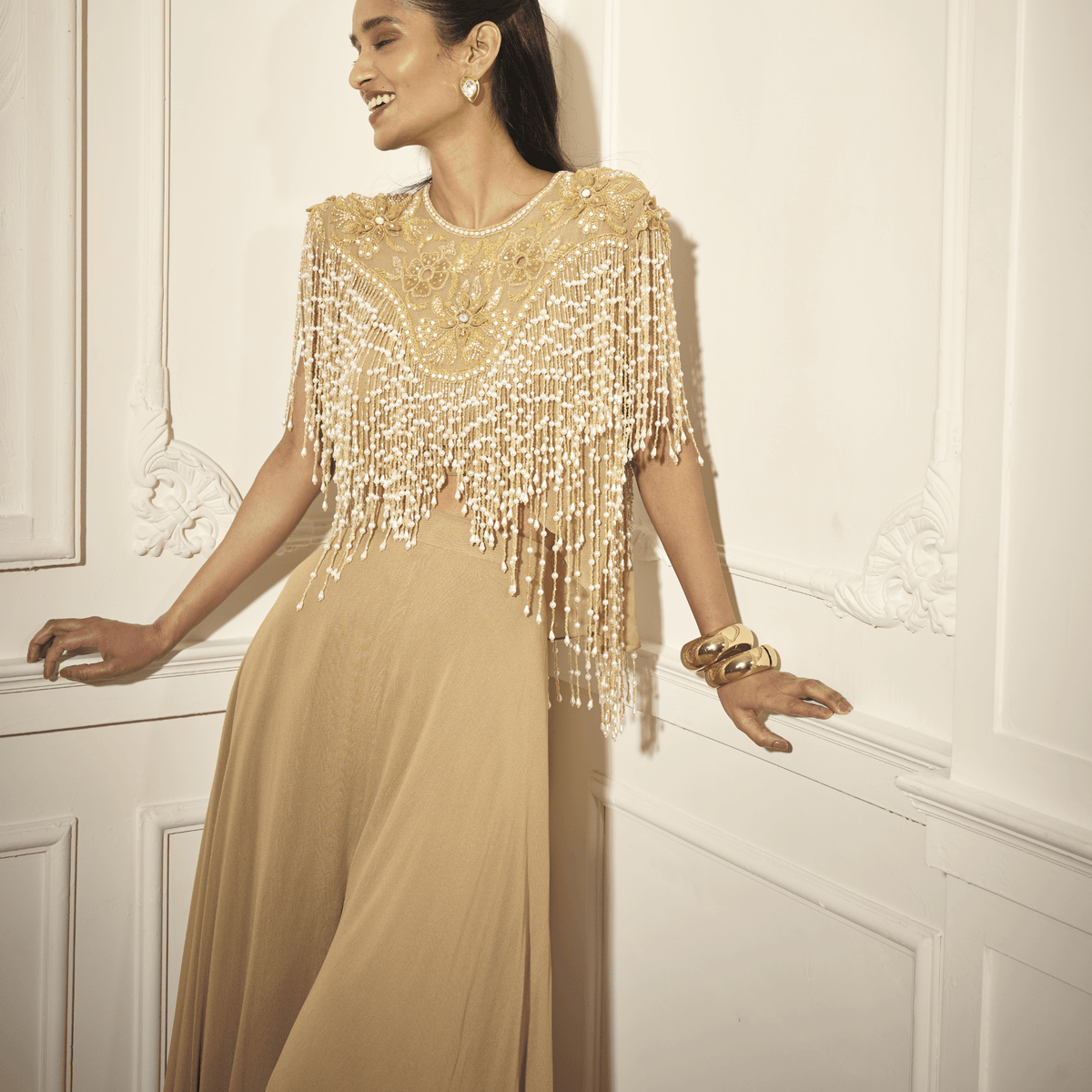 Flare Palazzos, Heavy tasseled high- low Top — view 2