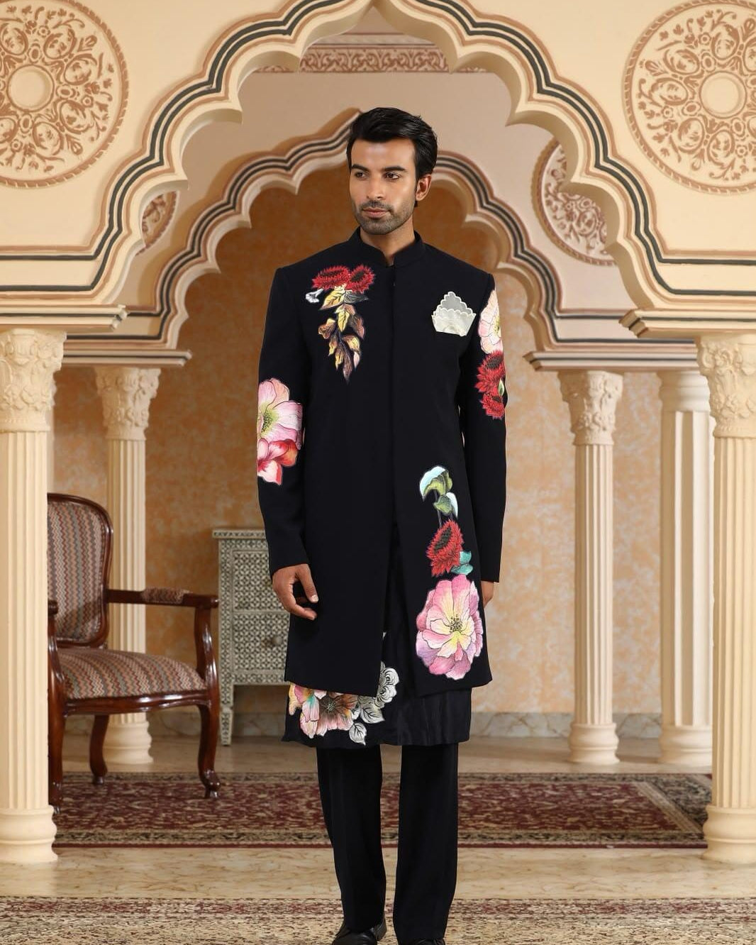 Handpainted Phoolkumar Embroidered Indo Set by Kudrat by Chirag