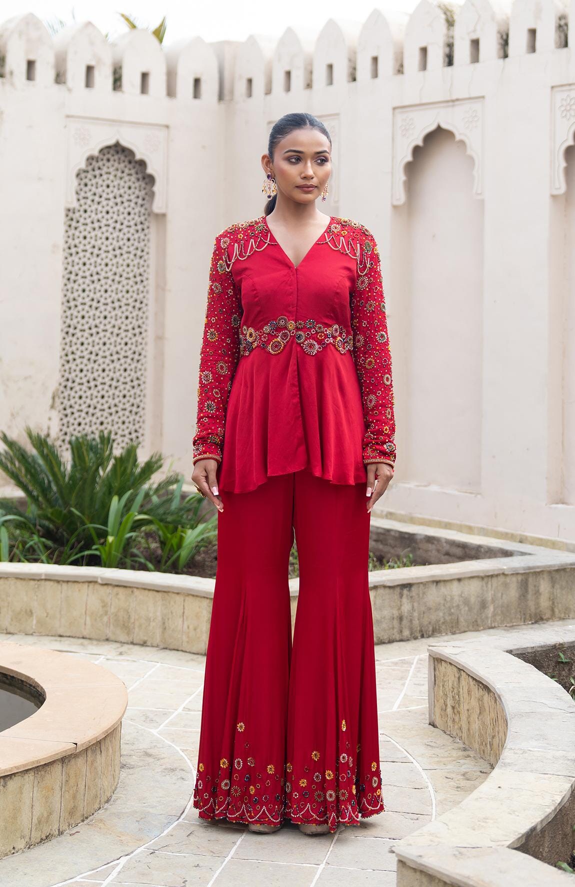 ISHANI-Embroidered Peplum Tunic Set