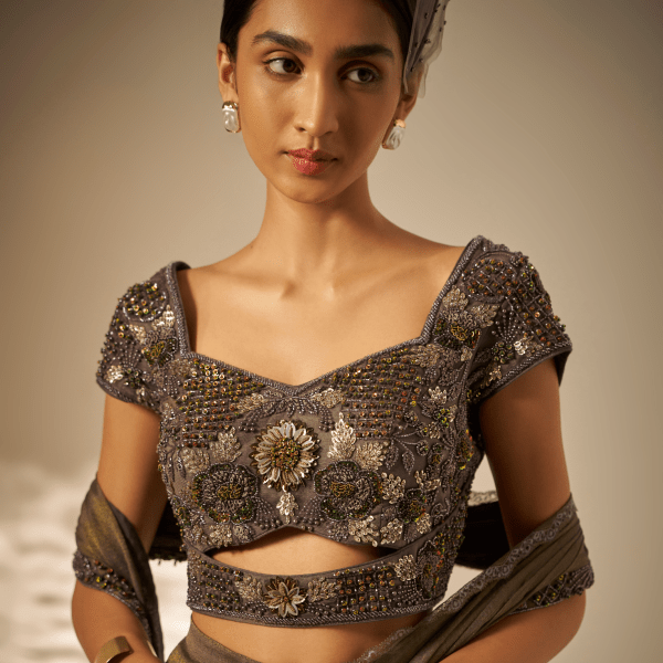 Ishvari- Heavy draped saree set — view 2