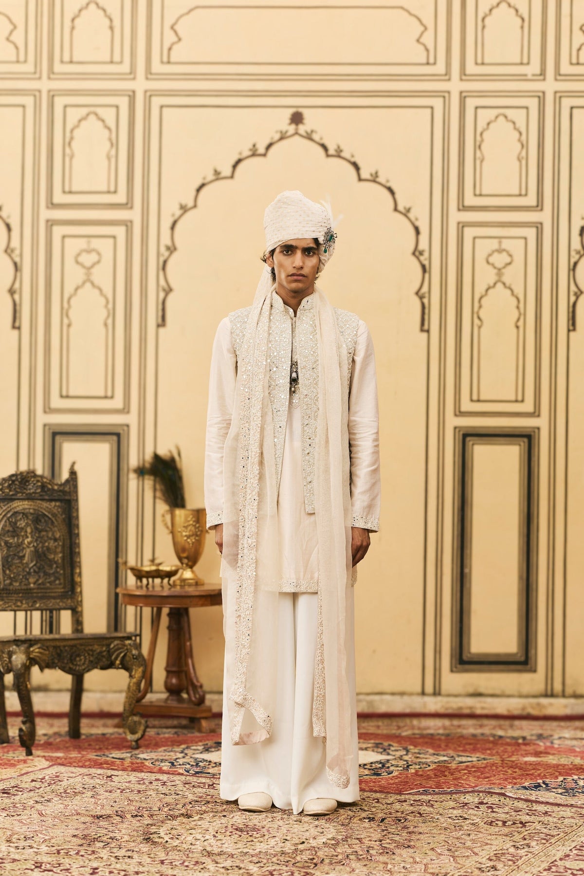 Ivory Chanderi Kurta Set by ITRH