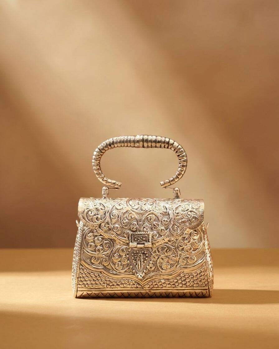 KISHA Silver Clutch by Clutch It