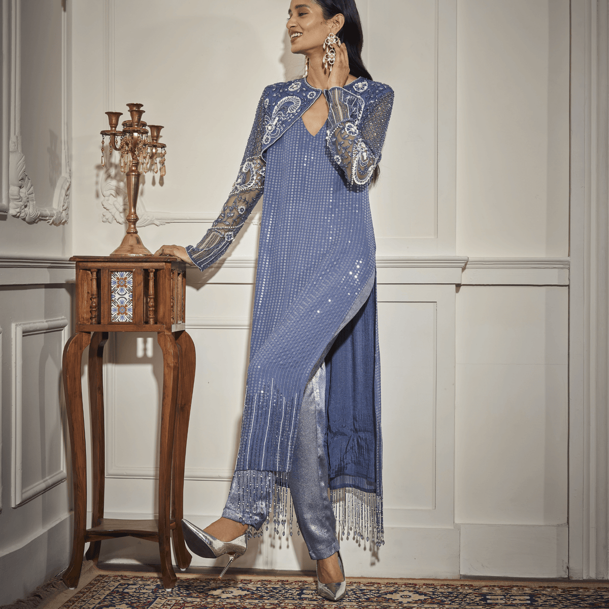 Long Kurta, Bolero/Shrug/Cape, Pants — view 2