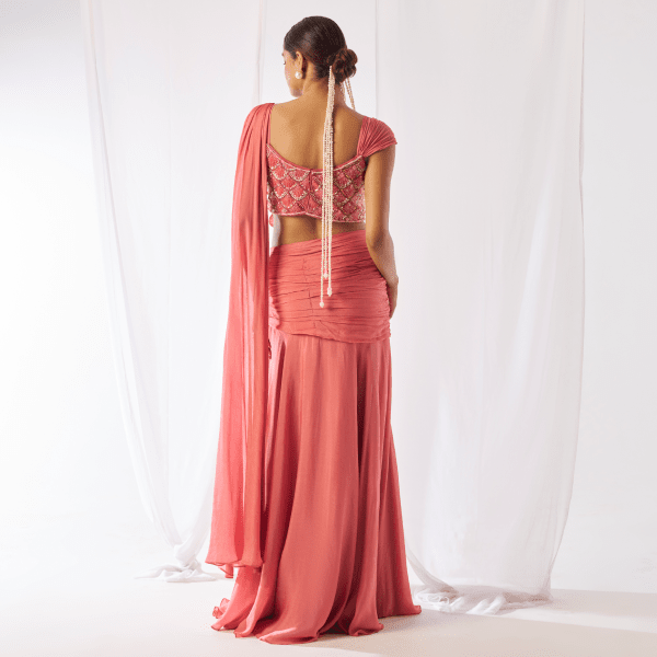 Mahagauri- Stylish heavy draped saree set — view 3