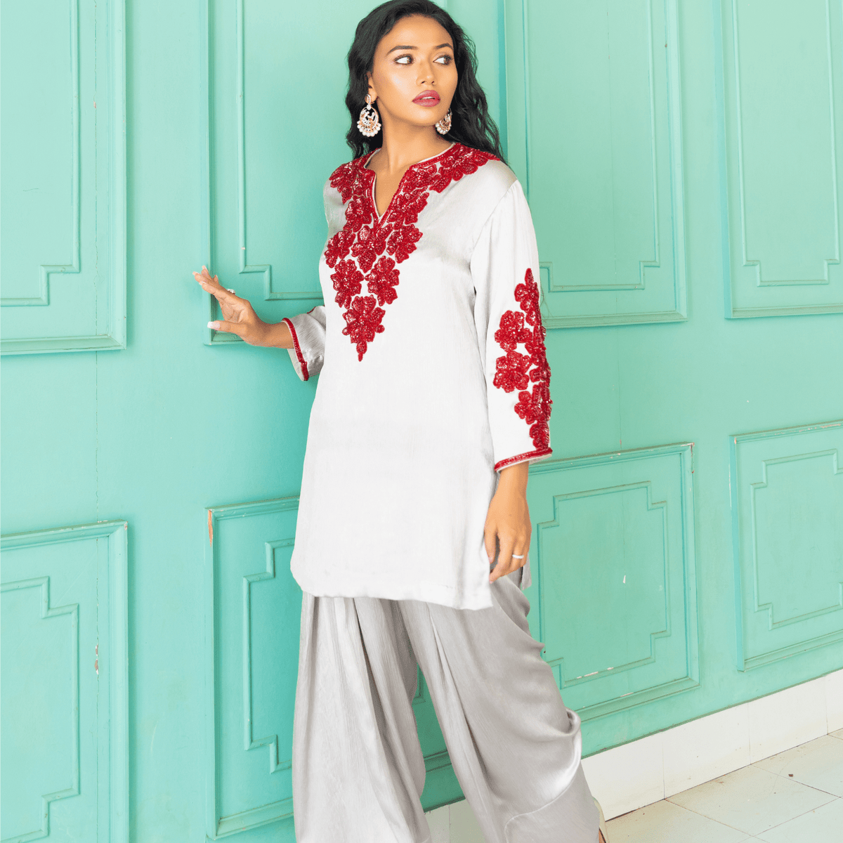 MAHAMAYA-Embellished Farshi Pant Set — view 3