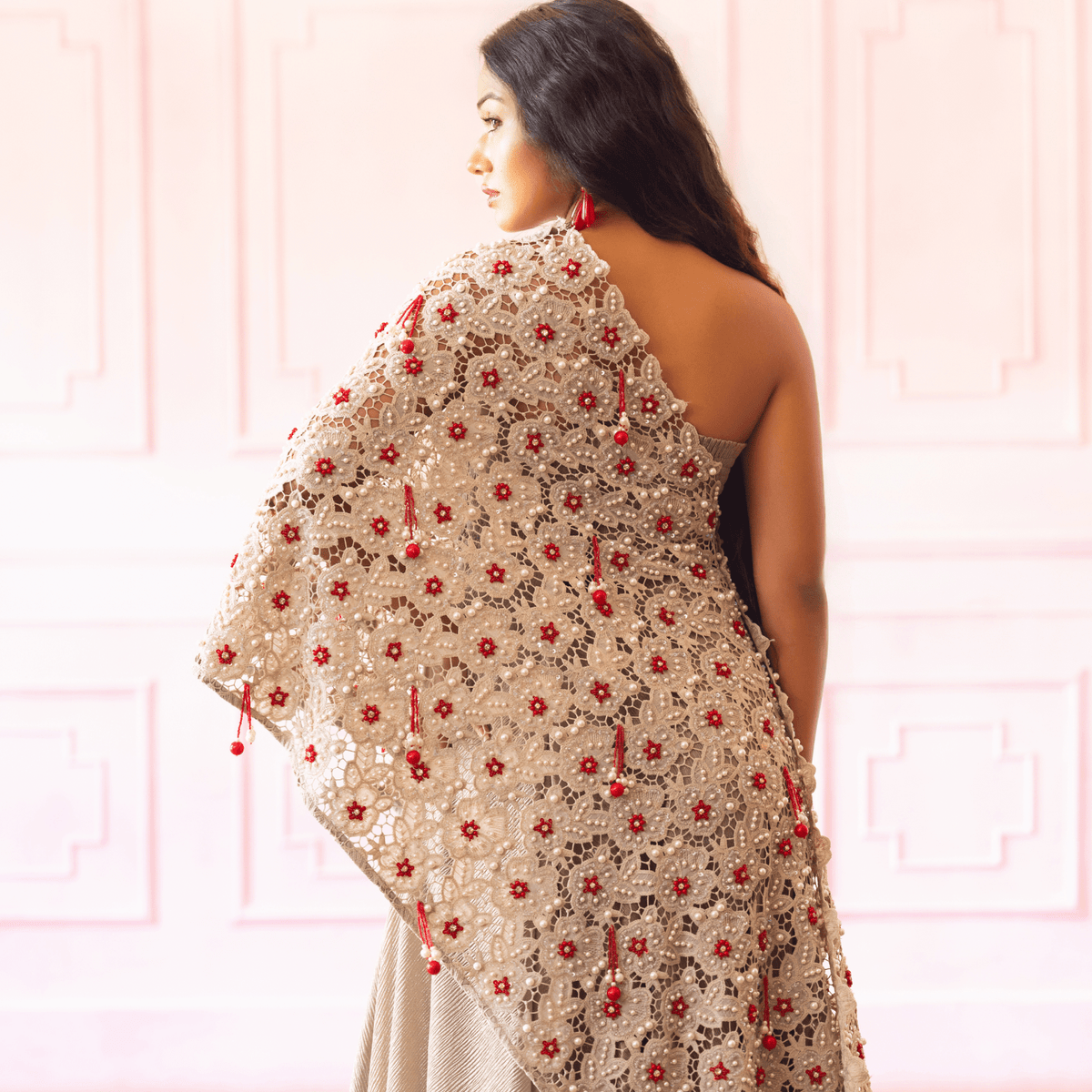 NARAYANI-Cutwork Cape Palazzo Set — view 4