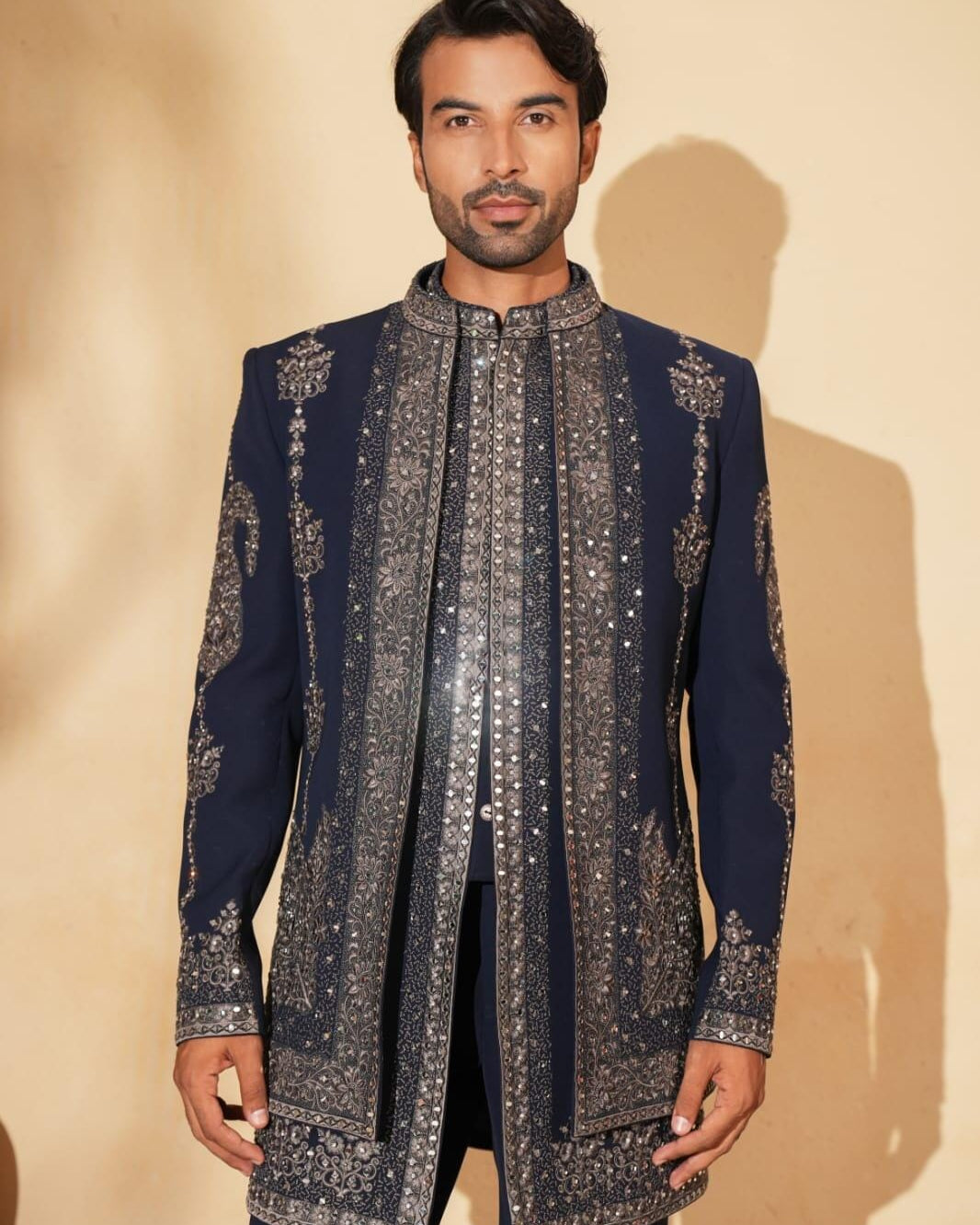 Navy Blue Mirror Indo Set by Kudrat by Chirag