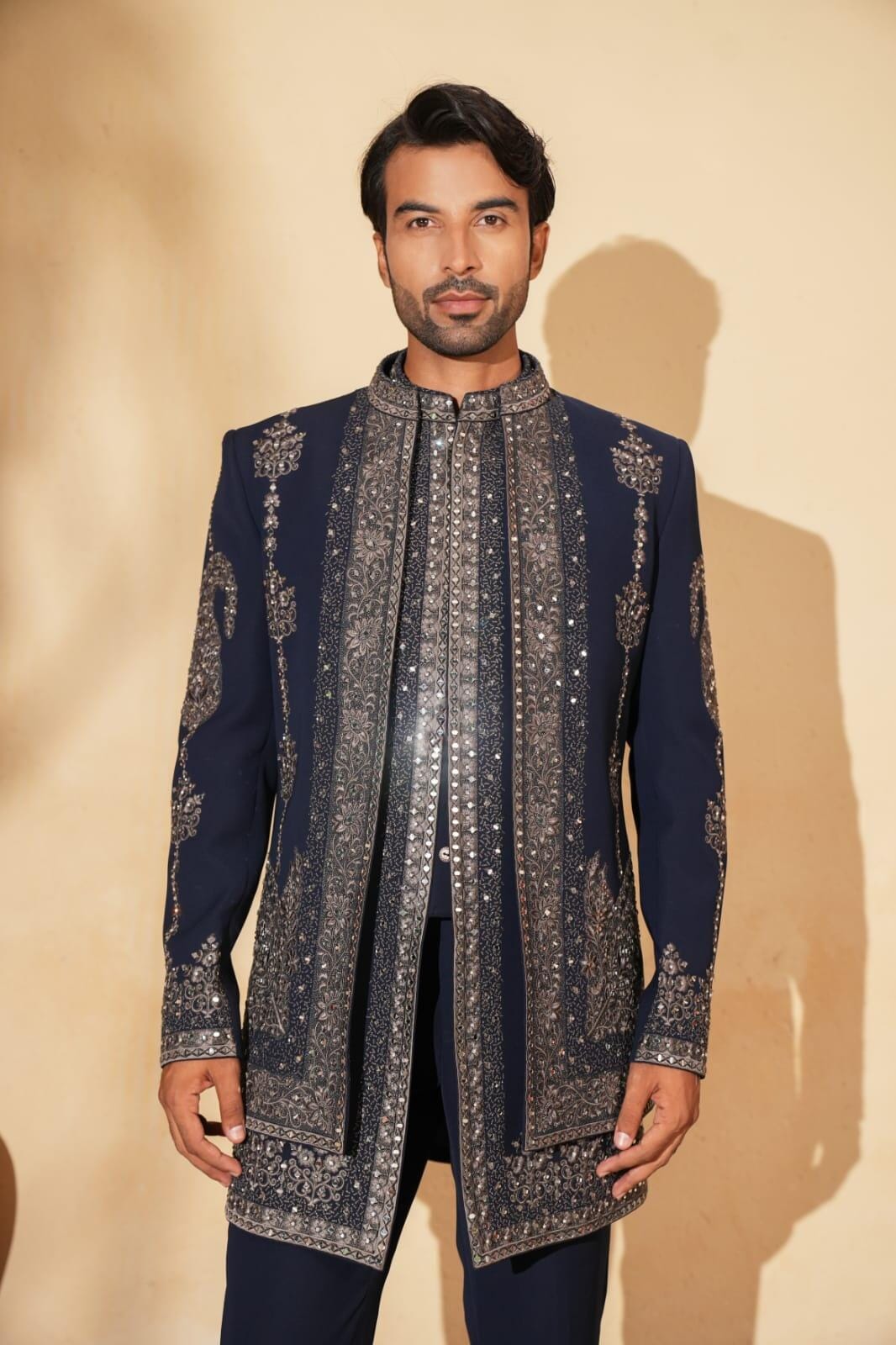 Navy Blue Mirror Indo Set by Kudrat by Chirag