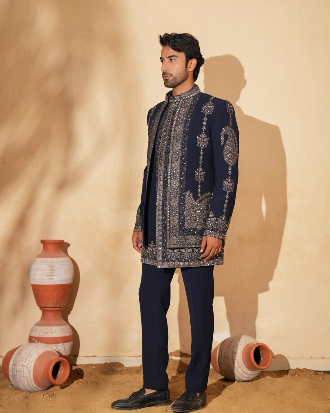 Navy Blue Mirror Indo Set side view