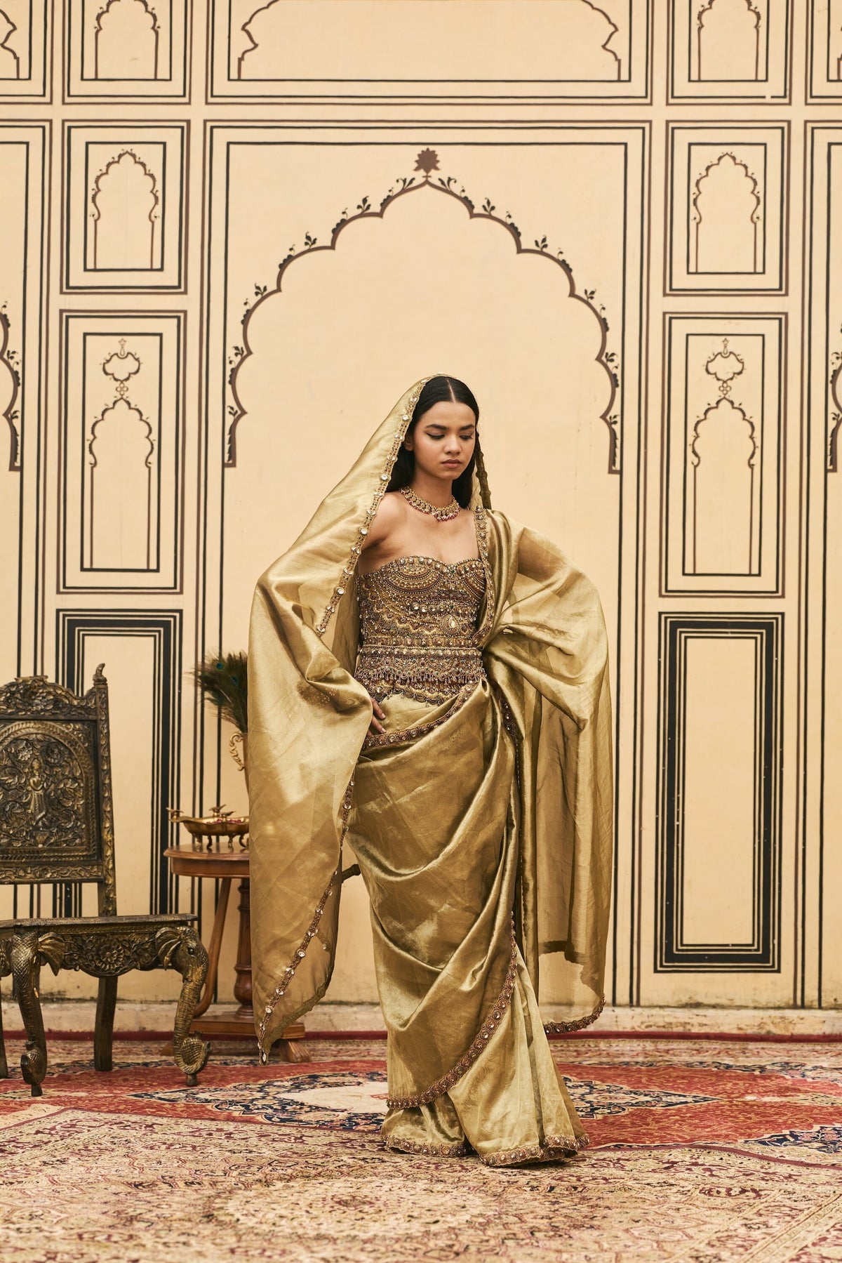 Pallavi Jadaau Corset Saree Set by ITRH