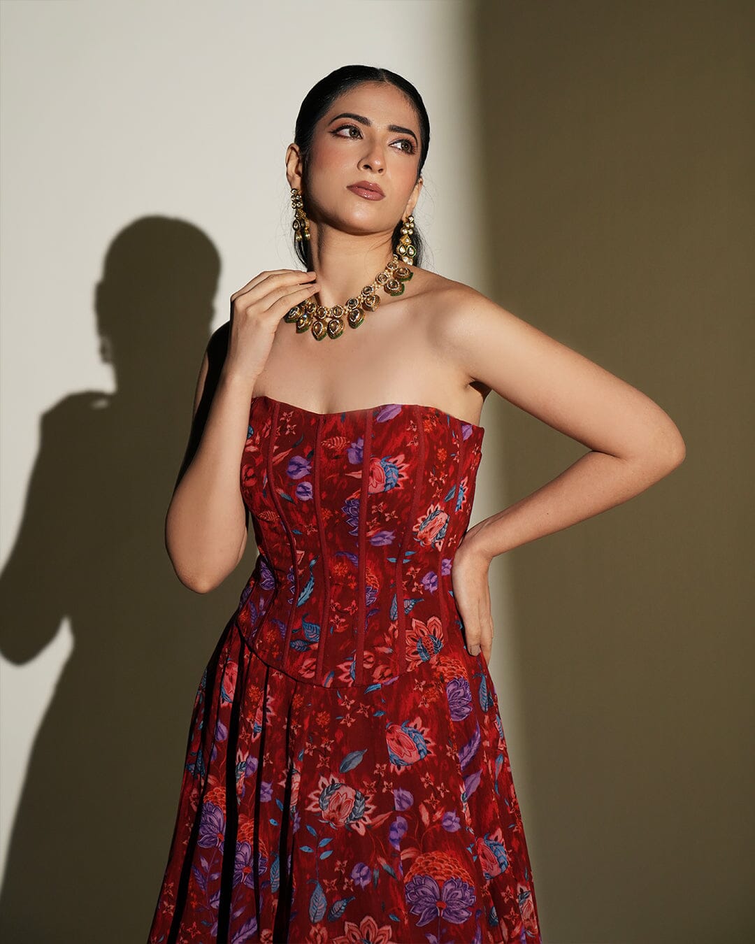 Scarlet by KIYOHRA – red floral printed lehenga, view 2