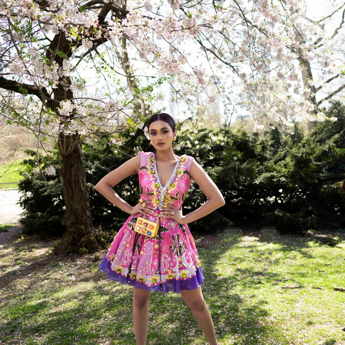 hot pink babydoll dress Papa Don't Preach By Shubhika Why We Wear Green Nightlife conscious woman Sash Options:Dress with Jewel Sash