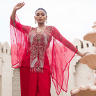 AMBIKA-Tasselled Draped Cape Set — view 1
