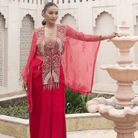 AMBIKA-Tasselled Draped Cape Set — view 2