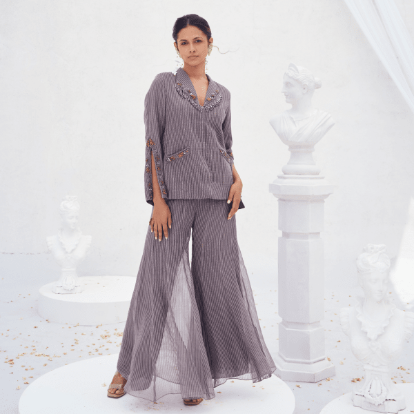 Anagha- Embroidered dressy blazer set — view 1