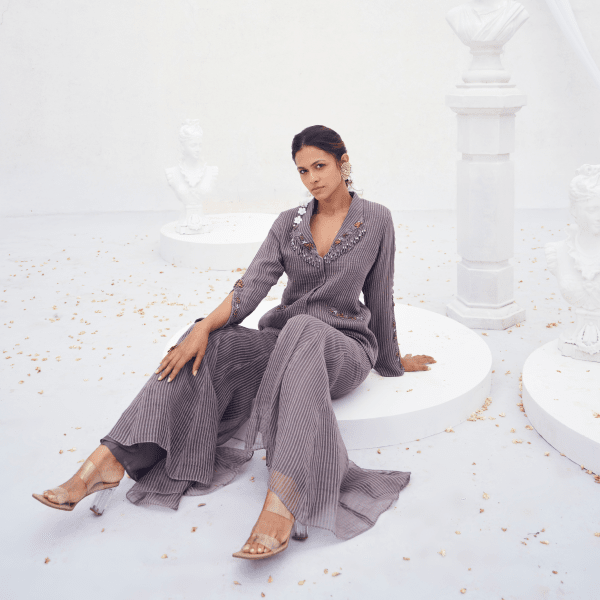 Anagha- Embroidered dressy blazer set — view 3