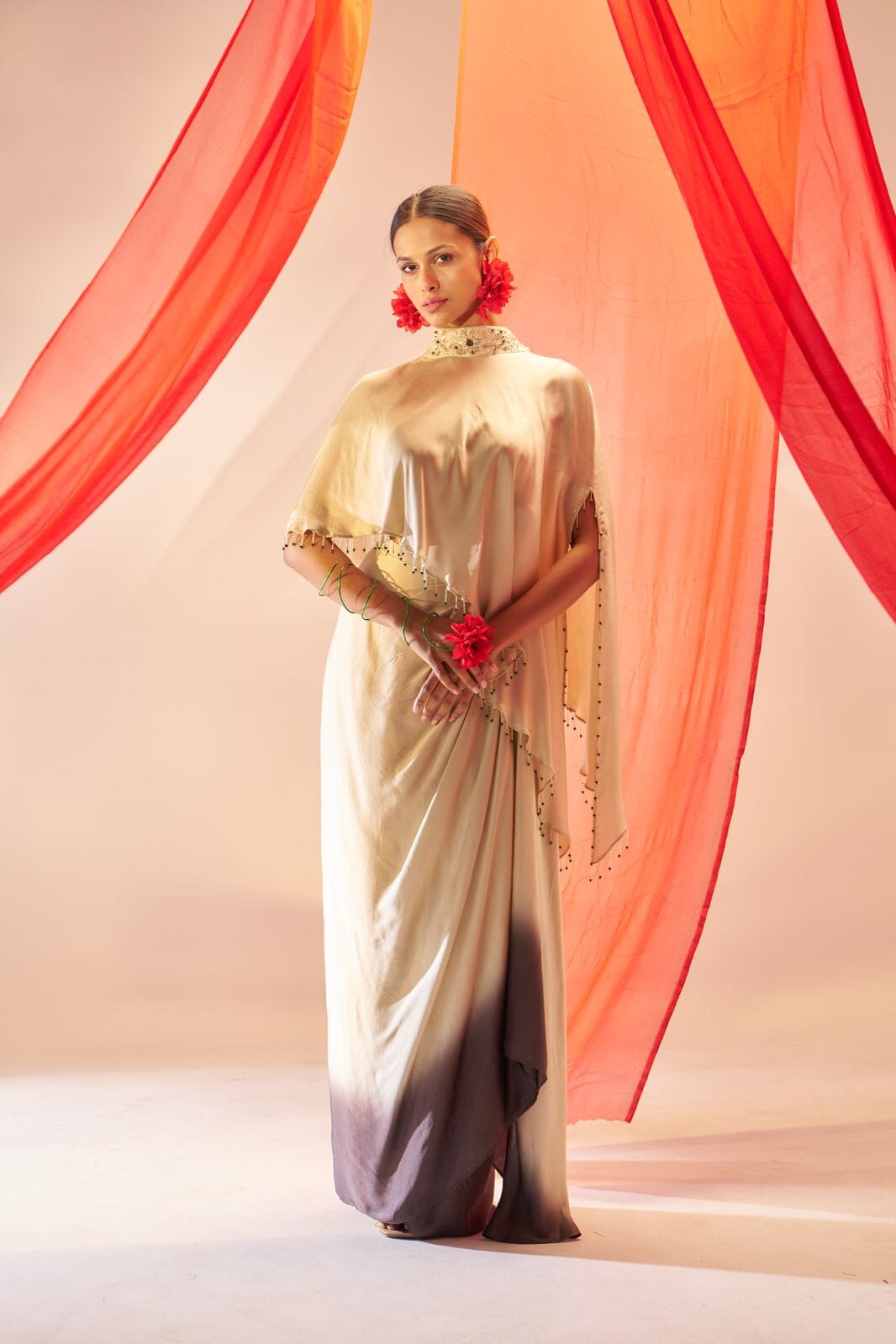 Aparajita- Draped skirt and cape set