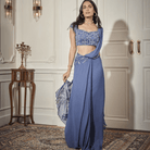Applique draped Saree, Embroidered Blouse — view 1