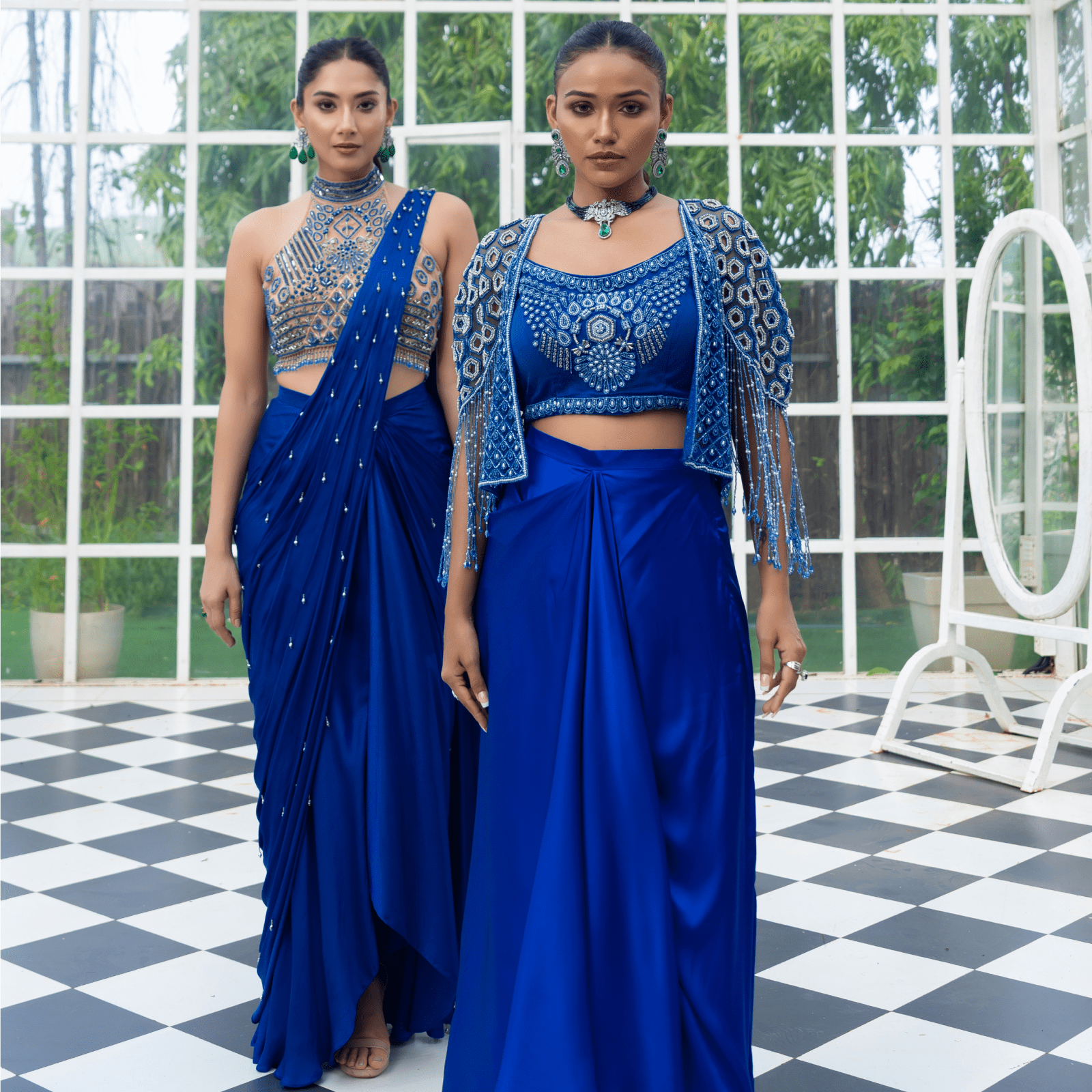 BHAVANI-Tasselled Shoulder Cape Set — view 4