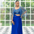BHAVANI-Tasselled Shoulder Cape Set — view 1