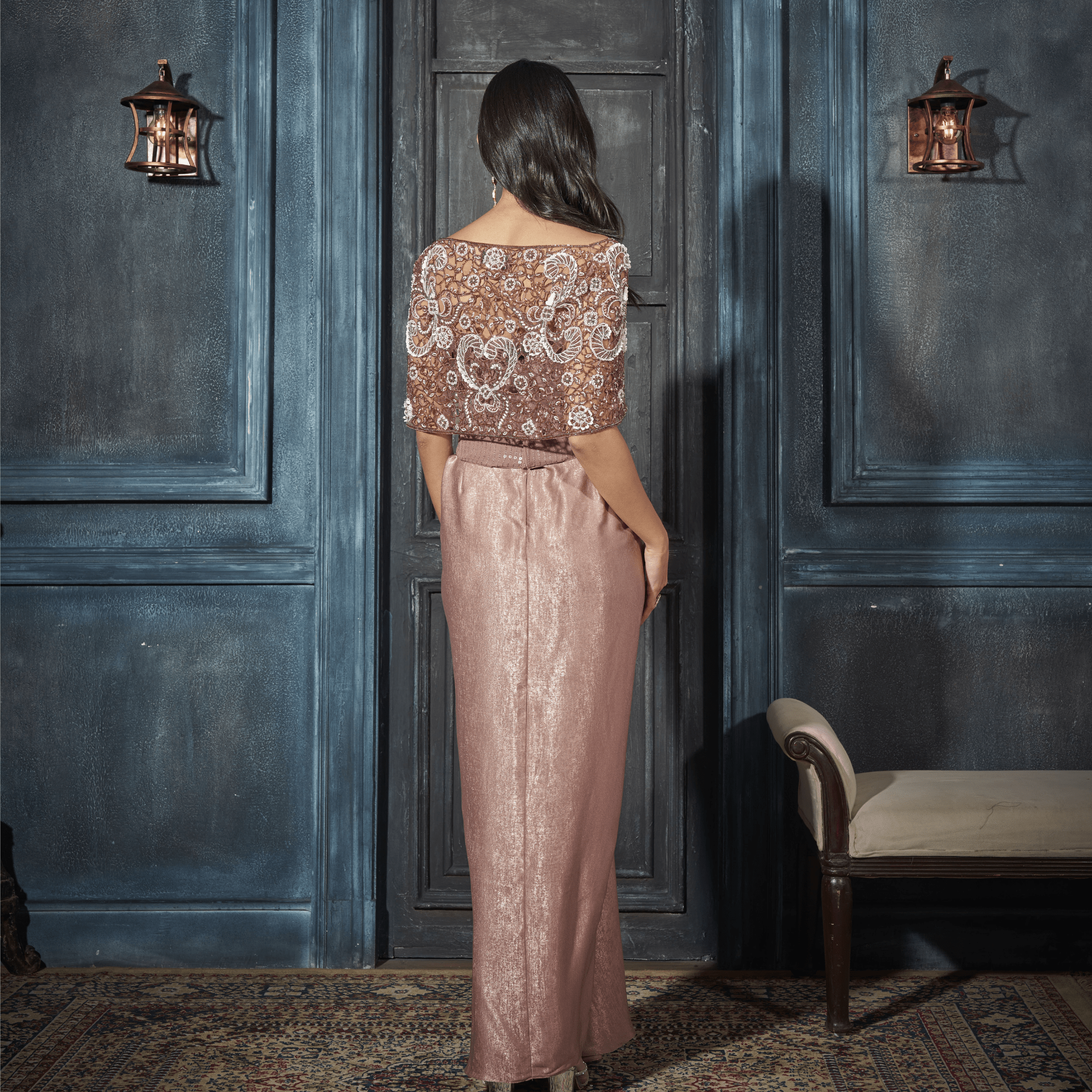 Bolero/Cape, Sequin Corset, Draped Skirt — view 2