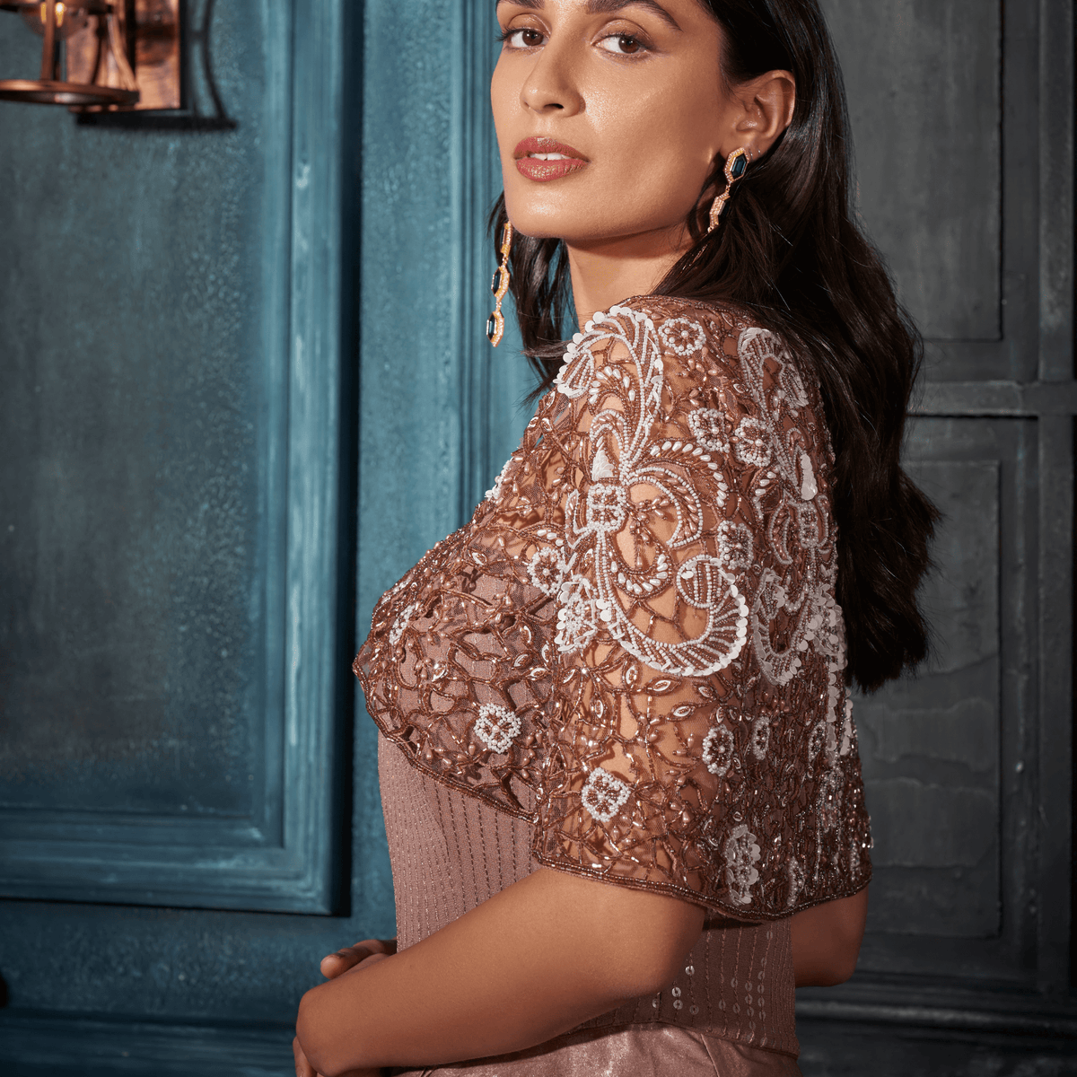 Bolero/Cape, Sequin Corset, Draped Skirt — view 4