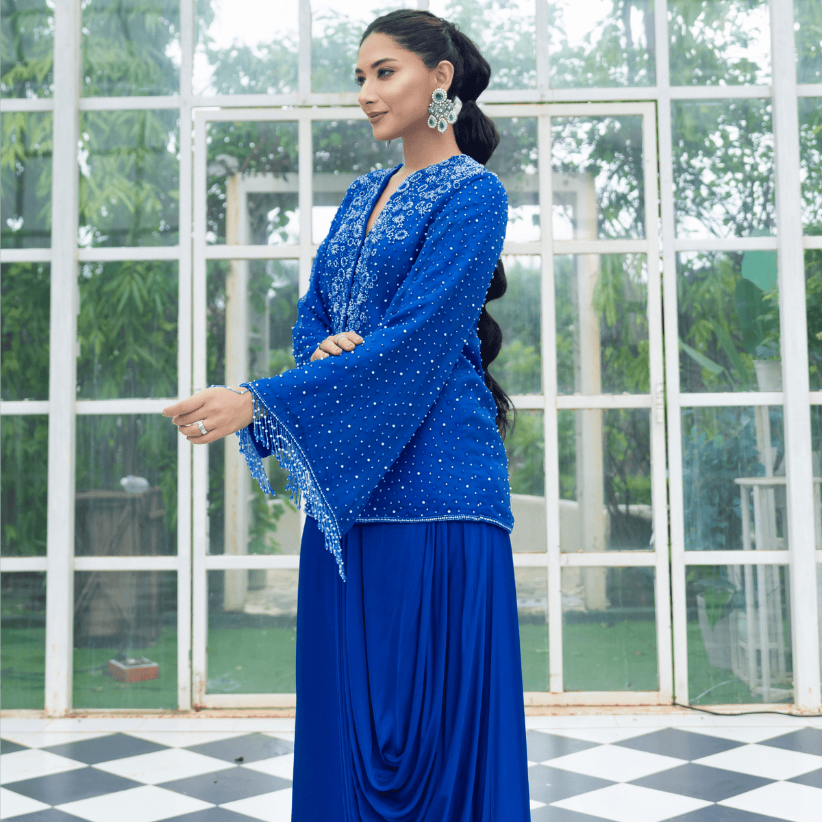 CHANDIKA-Embroidered Blazer Skirt Set — view 3