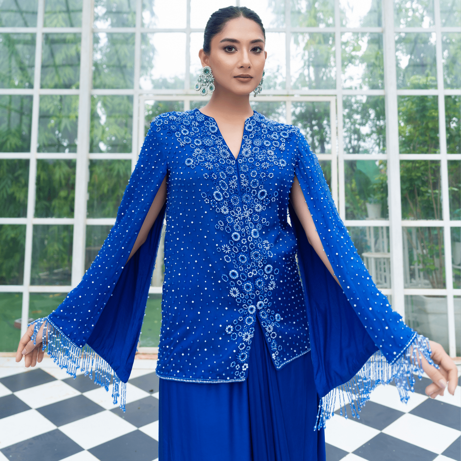 CHANDIKA-Embroidered Blazer Skirt Set — view 4