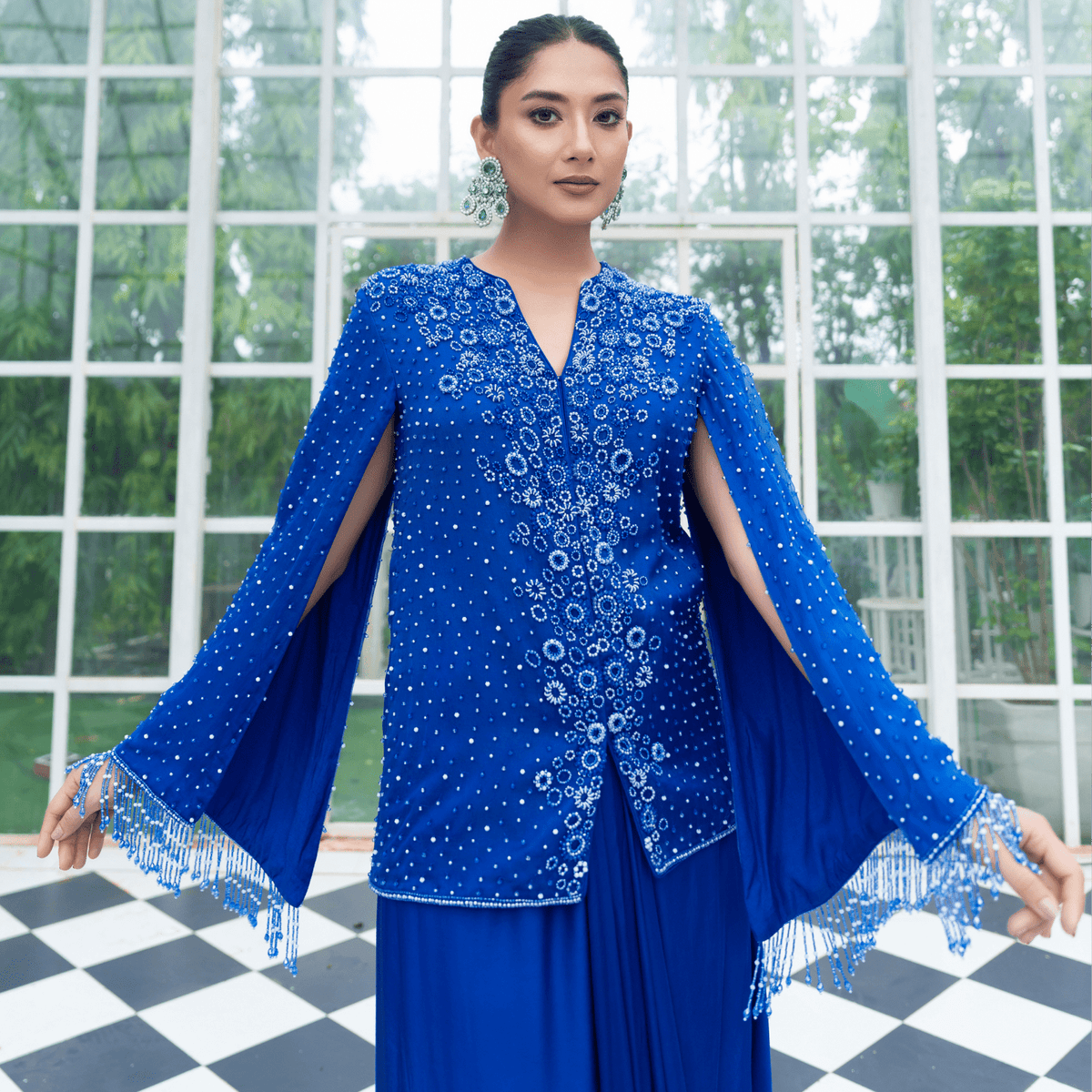 CHANDIKA-Embroidered Blazer Skirt Set — view 4