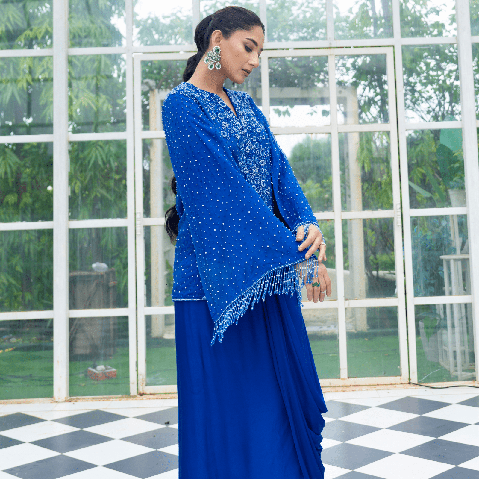 CHANDIKA-Embroidered Blazer Skirt Set — view 2