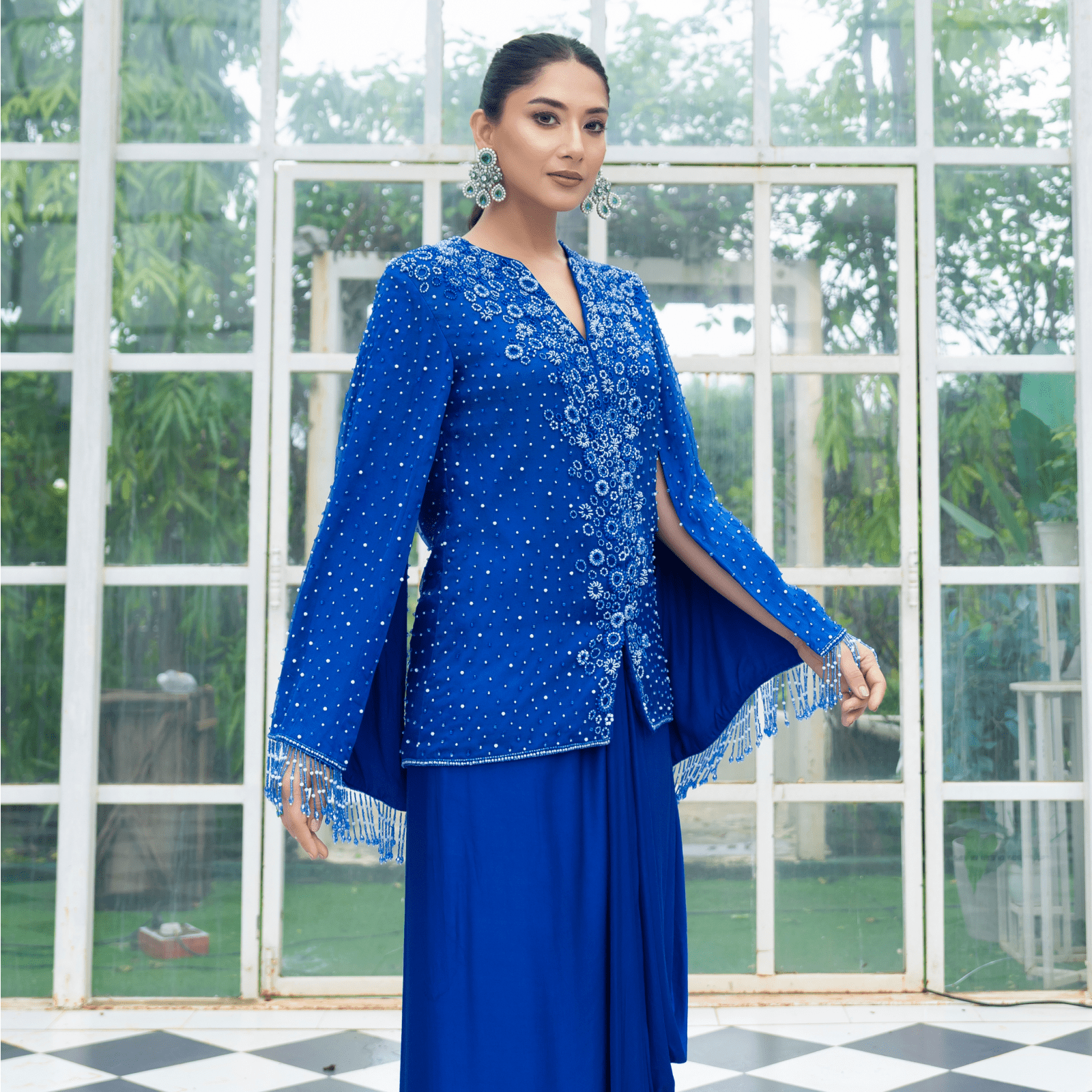 CHANDIKA-Embroidered Blazer Skirt Set — view 1