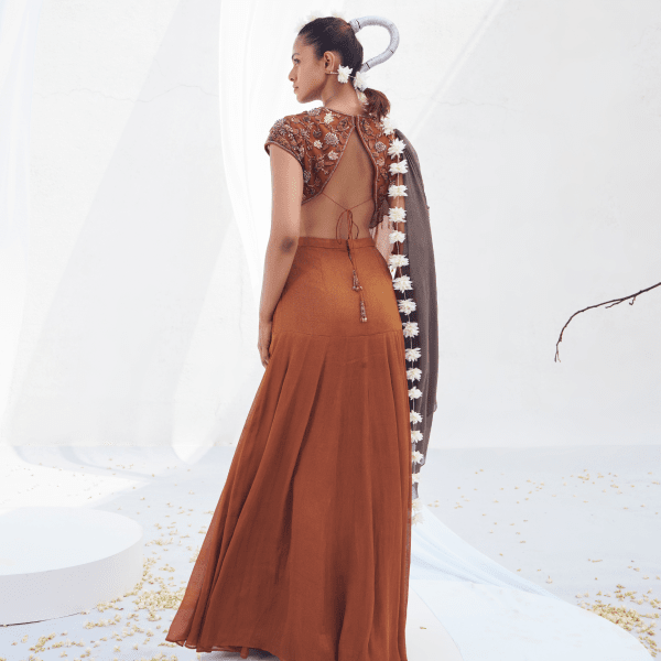 Dayamayi- Festive Draped saree blouse set — view 4