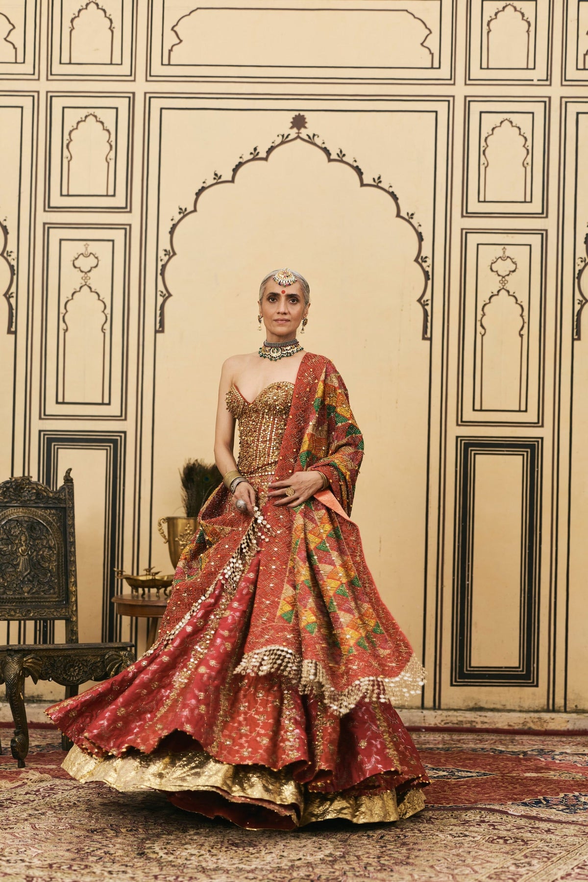 Do-Rang Brocade Gota Lehenga Set by ITRH