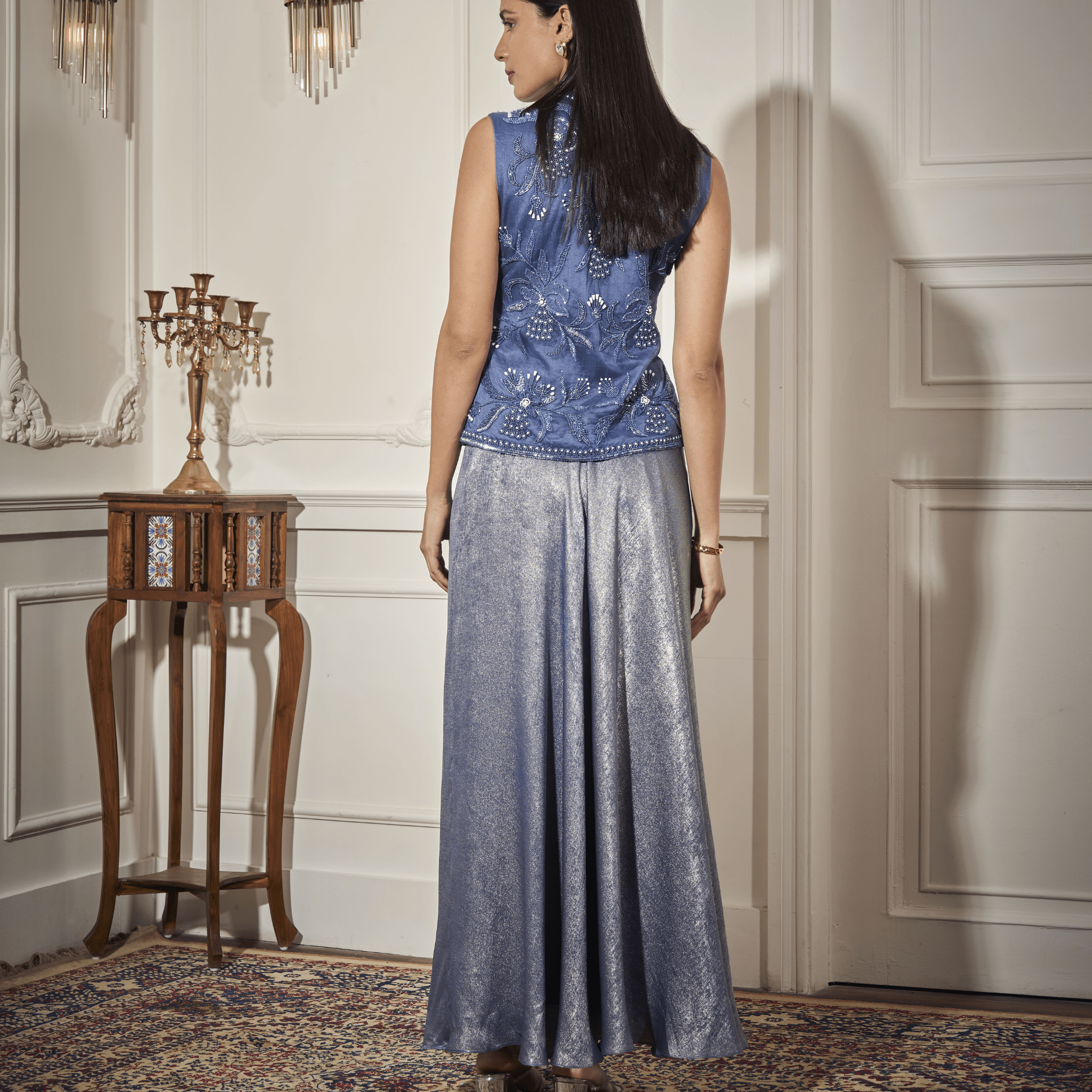 Draped Skirt, Embroidered Waistcoat — view 3