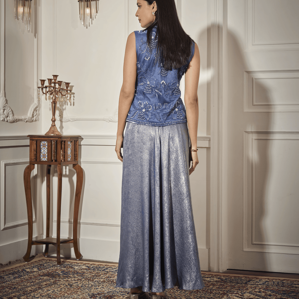 Draped Skirt, Embroidered Waistcoat — view 3