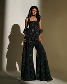 Eka by KIYOHRA – green floral printed and embroidered pant set, view 1