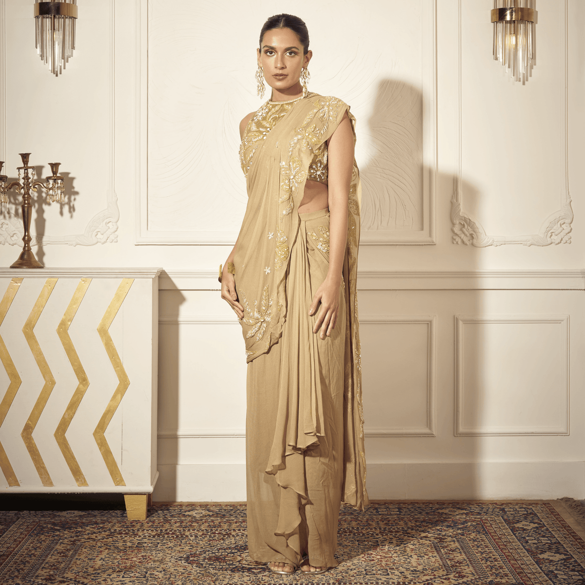 Embroidered Blouse, Draped Saree — view 4