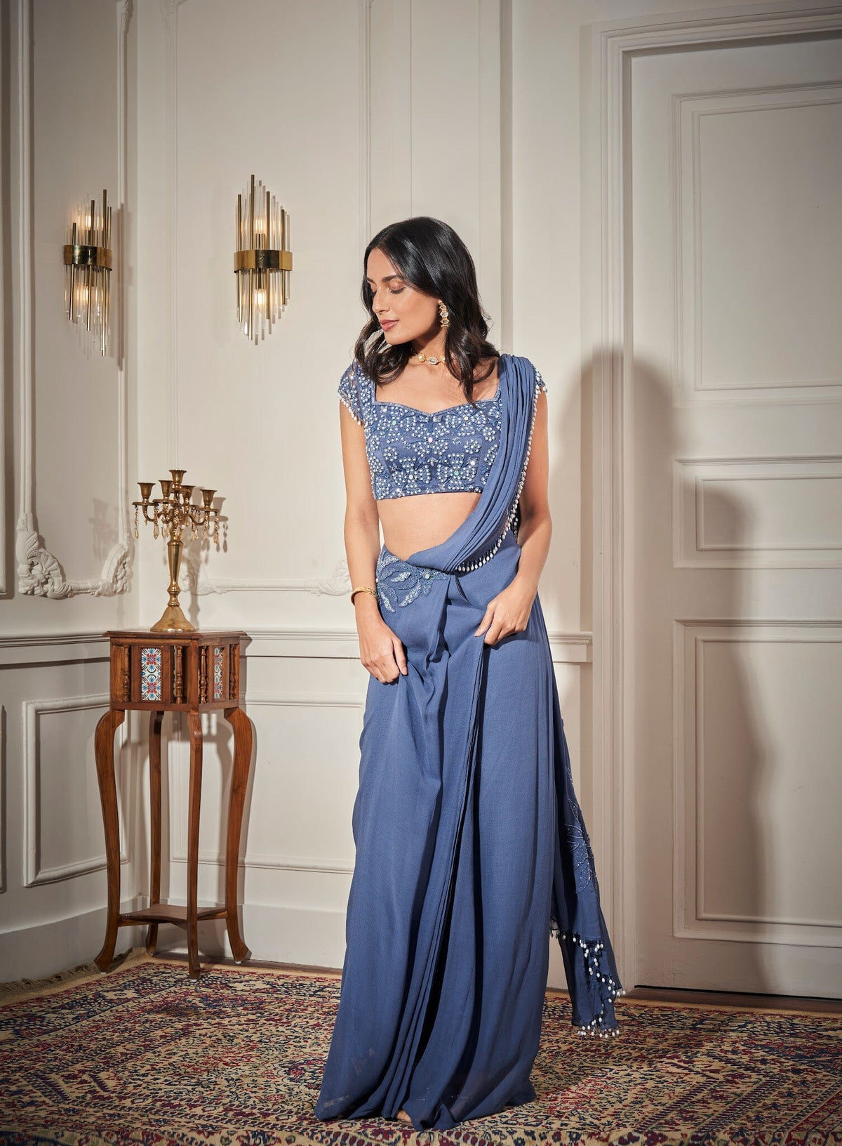 Embroidered Blouse, Draped Saree