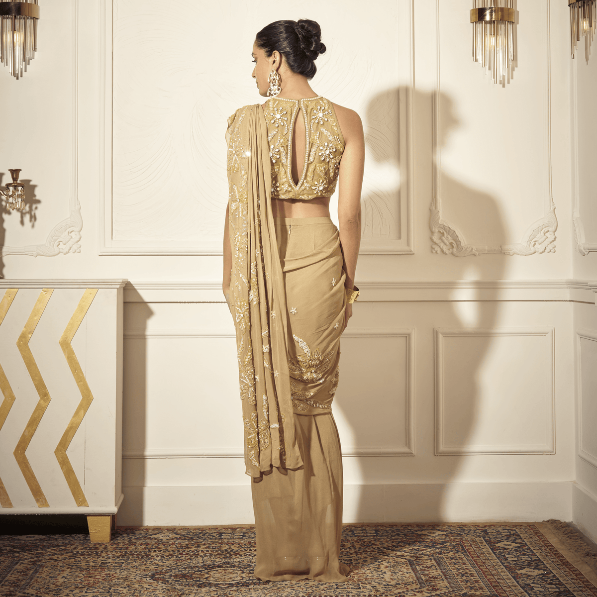 Embroidered Blouse, Draped Saree — view 5