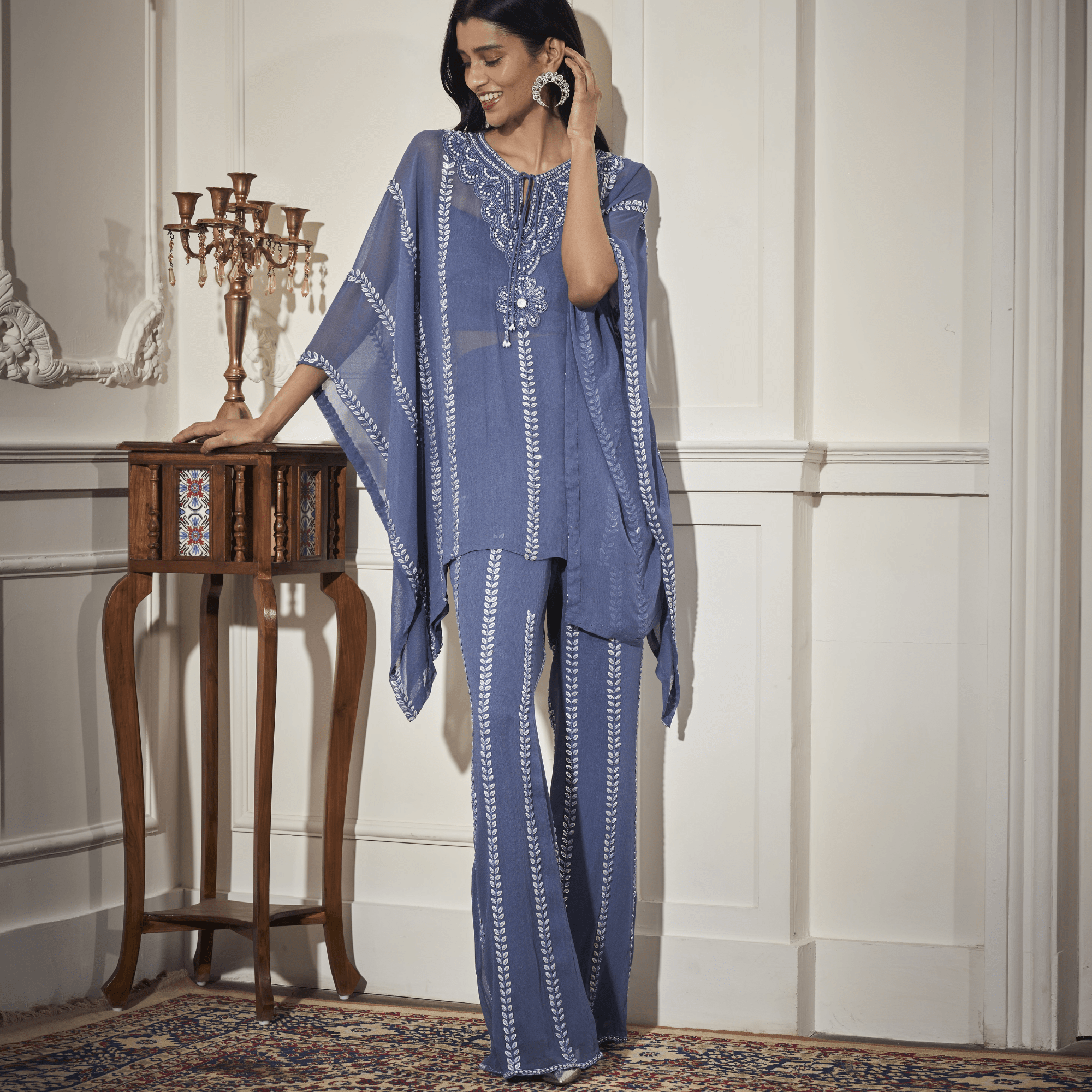 Embroidered Kaftan, inner, Flare Pants — view 4