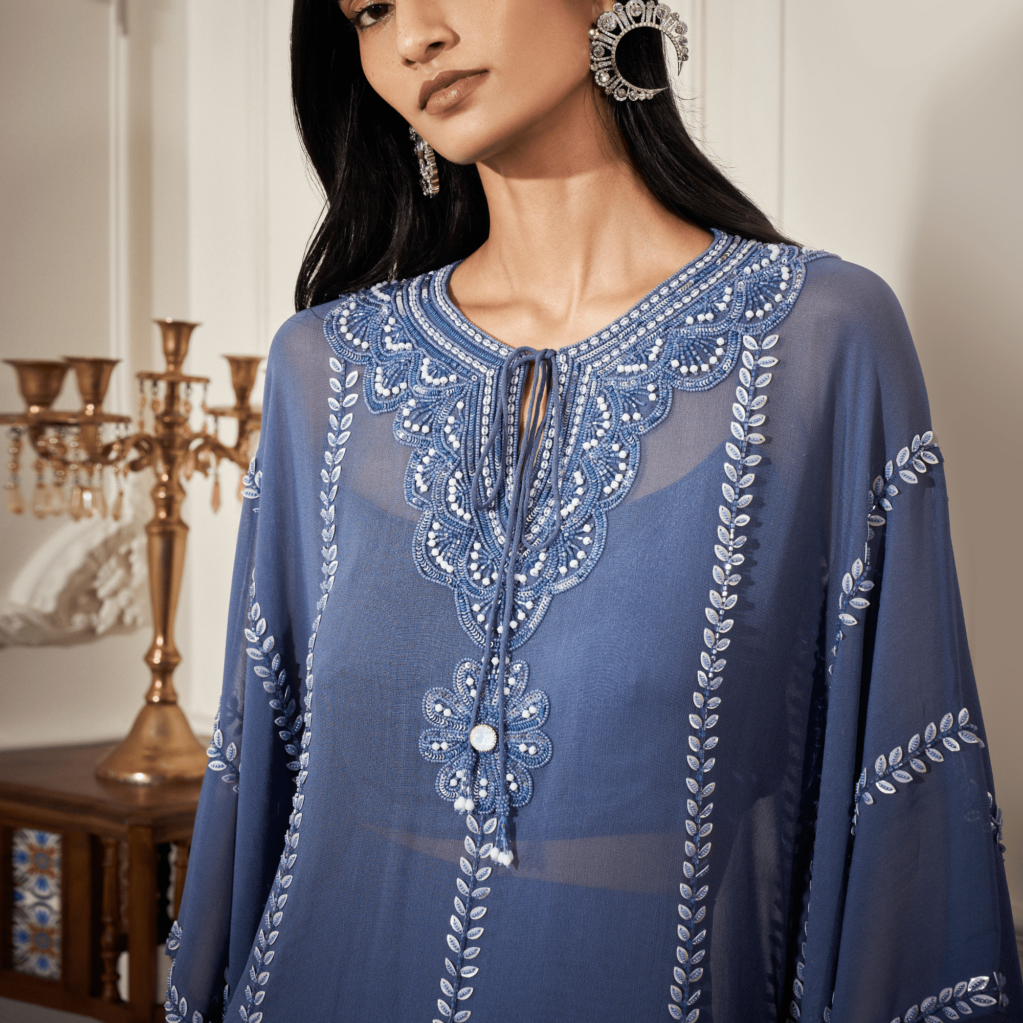Embroidered Kaftan, inner, Flare Pants — view 2