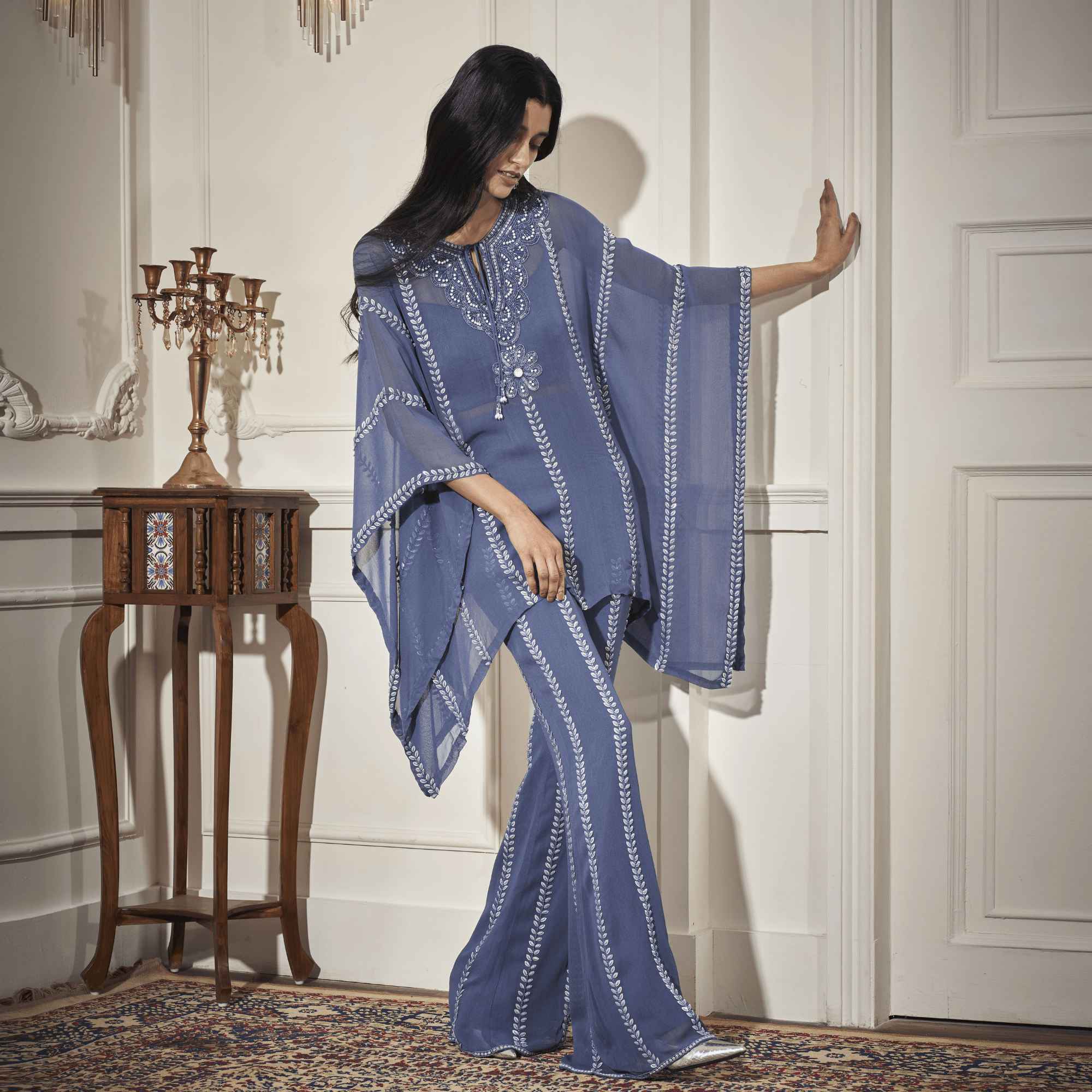 Embroidered Kaftan, inner, Flare Pants — view 3